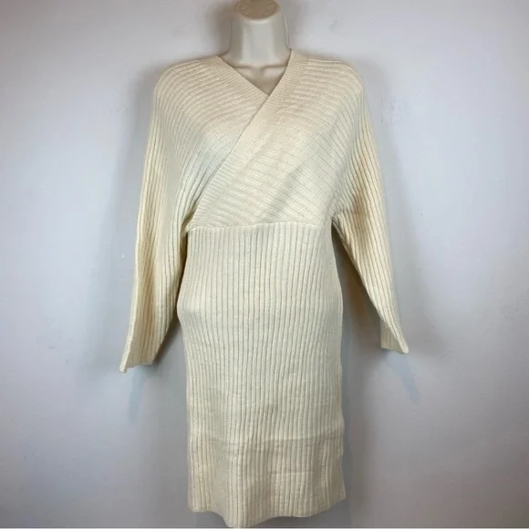 Shein Dresses | Shein Sweater Stretch Tunic Dress Womens Size Small Cream Color | Color: Cream/White | Size: S | Ame318'S Closet